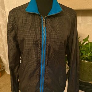 Forever 21 Black and Blue Windbreaker with Stand-Up Collar